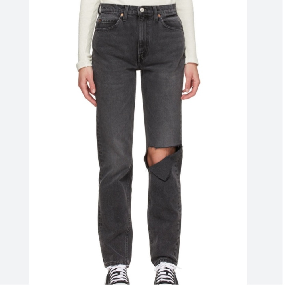 Re/done Black 70’s Straight Leg Jeans